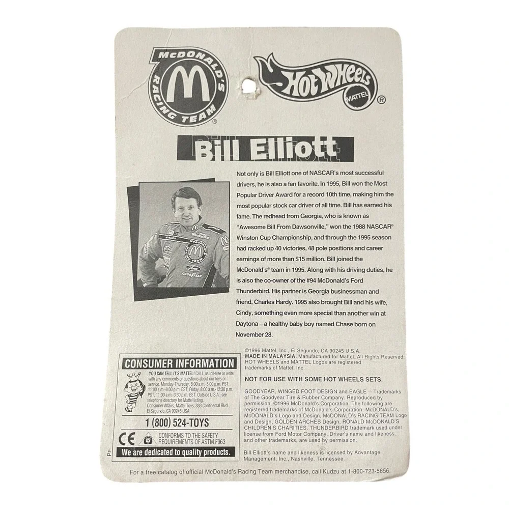 Bill Elliott #94 Hot Wheels McDonald's Racing Team 1:64 Scale Die‎ Cast